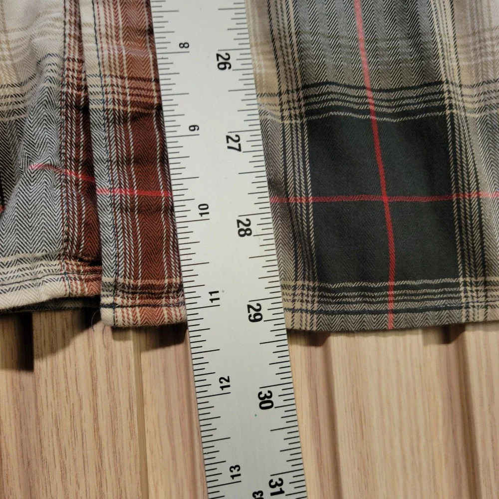 Banana Republic Tailored Slim Fit Plaid Button Down Shirt Mens L Rust Black